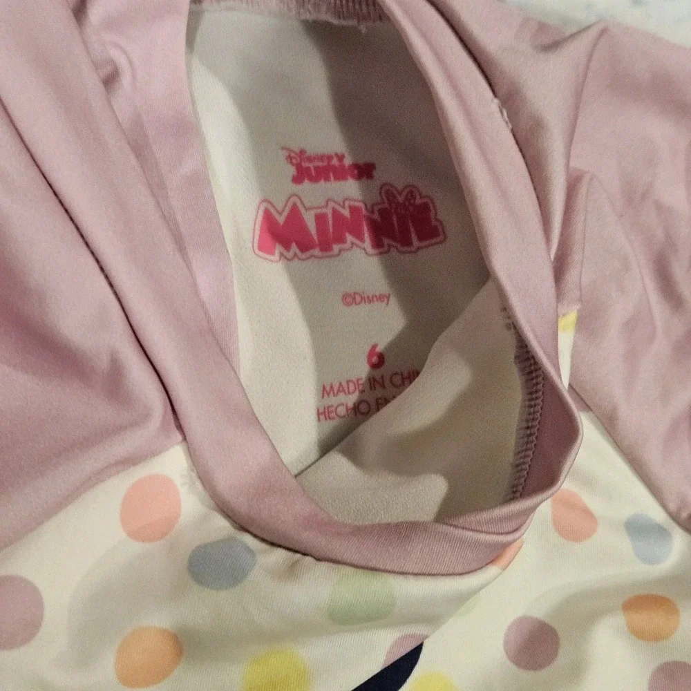 Disney Minnie Mouse Rash Guard‎ Swimsuit Girls Size 6 One Piece Long Sleeve